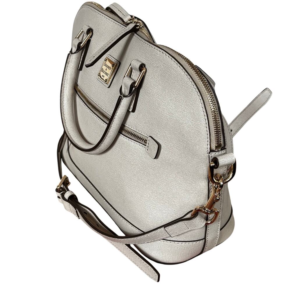 Dooney & Bourke purse light gray/sand saffiano leather 2–way satchel shoulderbag - Picture 6 of 16